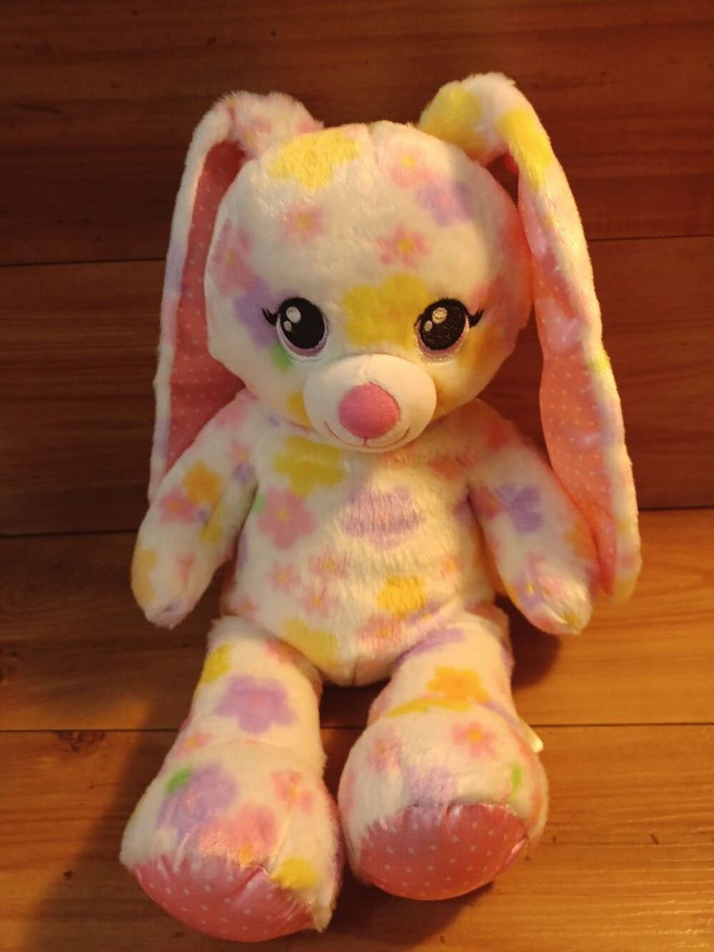 Build-A-Bear Spring Petals Bunny Pastel Flower Pattern White Easter Rabbit